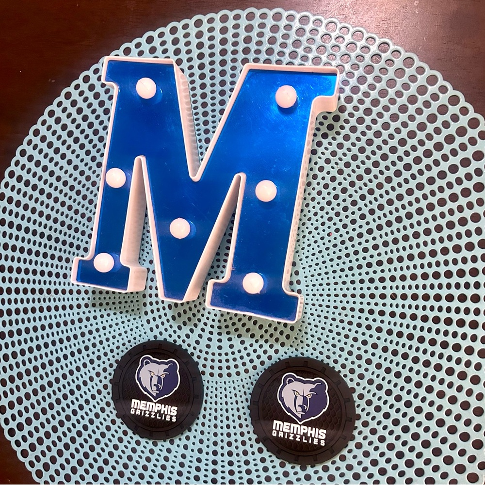 Set of 2 Memphis Grizzlies Vehicle Cup Or Regular Coasters; New
